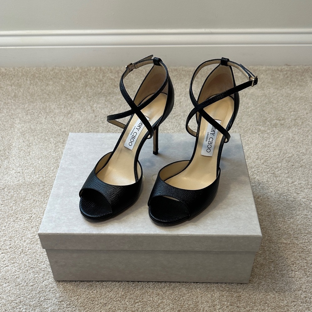 Jimmy Choo Elegant Black Cross-Strap Heels